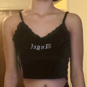 COPY - Black velvet angel crop tank top